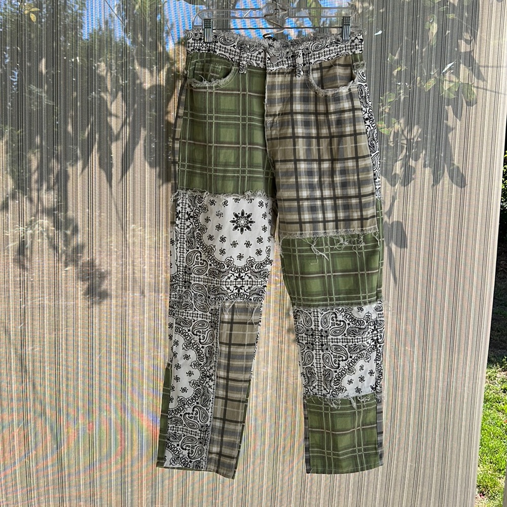 Plaid high waisted pants
